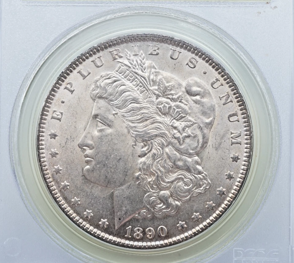 1890 Morgan Silver Dollar PCGS CAC AU58 OGH Old Holder Green - U938 - Image 3 of 4