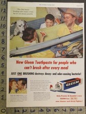 1955 GLEEM TOOTHPASTE DENTAL DENTIST AUTO BRUSH DALMATION DOG DRIVE-IN AD 29536