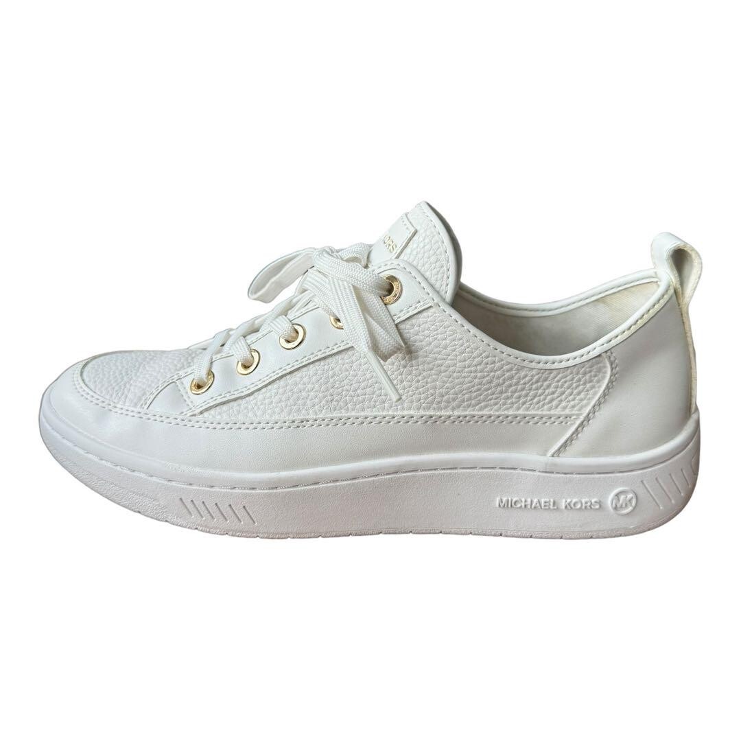 Michael Kors Sneakers Shoes White Leather Gold Size Women's