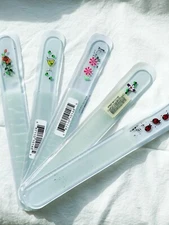 5 Glass Fingernail Files Manicure Nail Floral Gentle Precision Filing Designs
