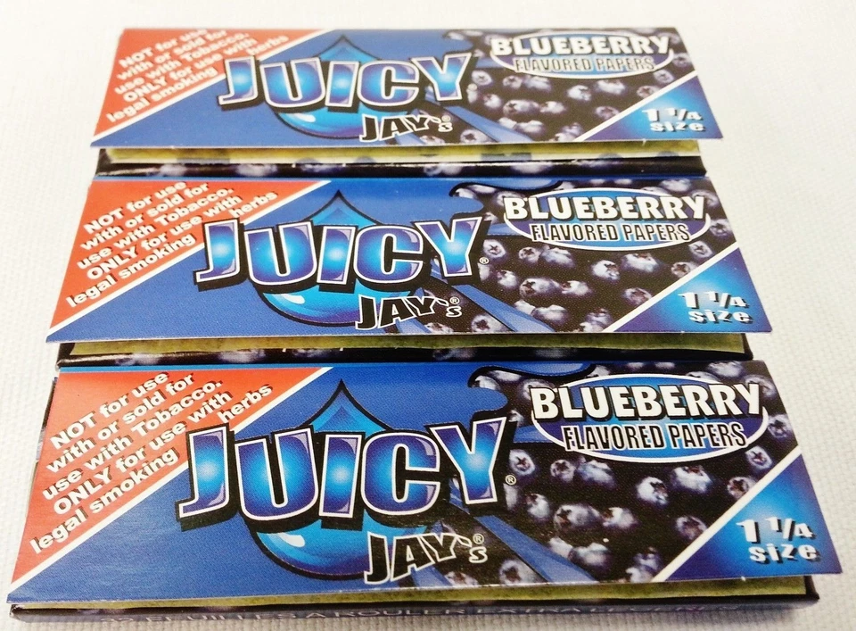 3 Packs Blueberry Flavor JUICY JAY'S 1 1/4 Packs With Free Shipping