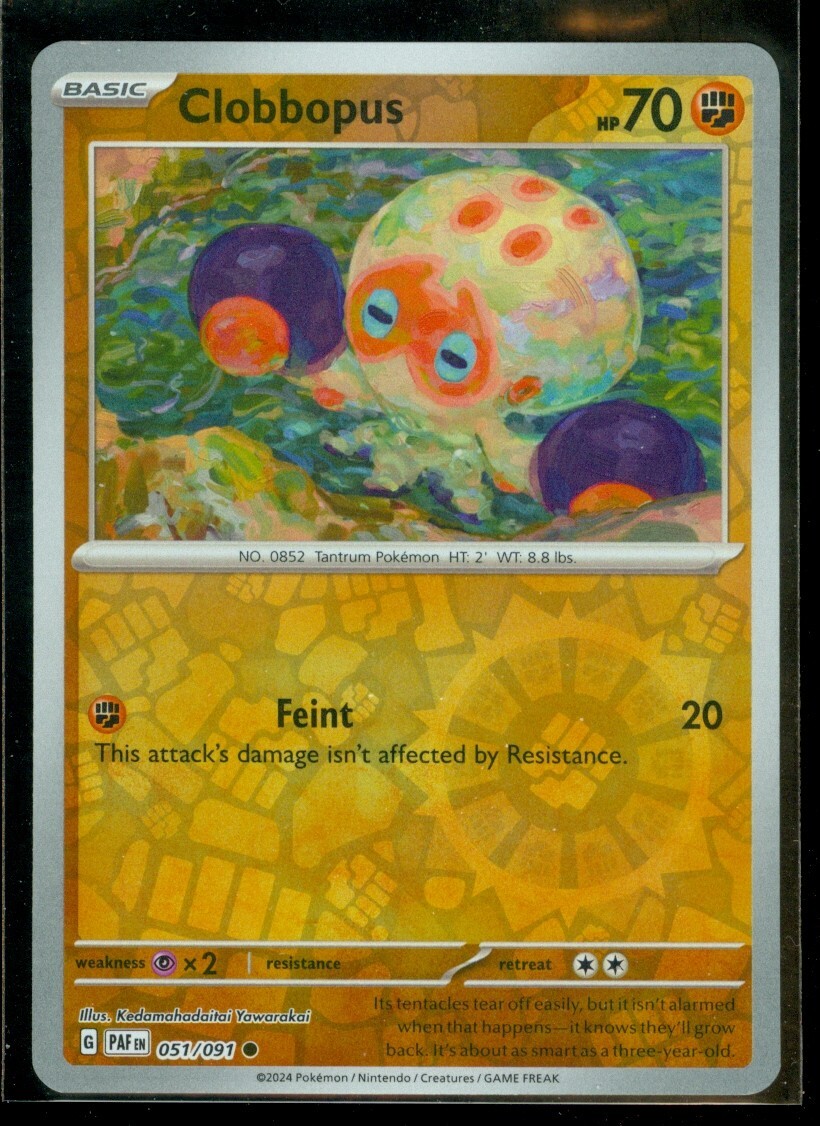 Pokemon CLOBBOPUS 051/091 - Paldean Fates - Rev Holo - - MINT
