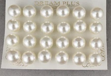 12 pair Cream faux pearl earrings big bead ball stud post earrings set pack