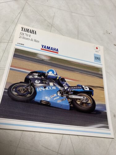 Yamaha FZR750R 24 Hrs du Mans 91 fiche carte motorrad de collection Atlas Japon - Afbeelding 1 van 2