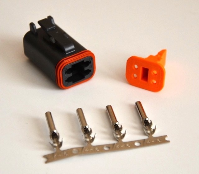 Deutsch DT Black 4Pin Female Connector Kit, 1416AWG Stamped Sockets