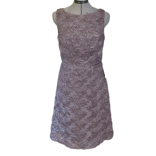 Adrianna Papell Lavender Formal Dress Knee 8 Silk Blend Purple Mesh Lined