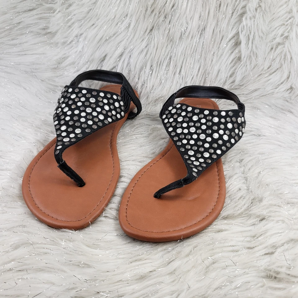 Sandálias tanga feminina RAMPAGE Prince preta com alça no tornozelo tamanho 11 M - Imagem 2 de 4