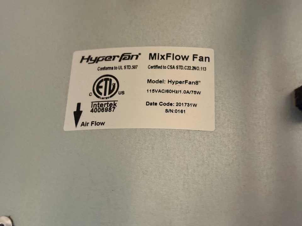 Hyperfan Stealth 8" Acoustic Inline Fan, 710 CFM, w/ Speed Controller - Image 3 of 4