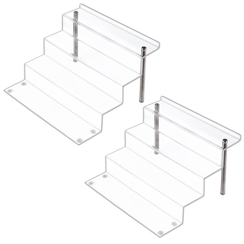 LileZbox Acrylic Display Risers Shelf Pops Figures Clear 4-Step Display Stand