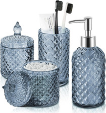 Blue Bathroom Accessories Set, 4 Pack Light Blue Bathroom Decor Accessory Sets C