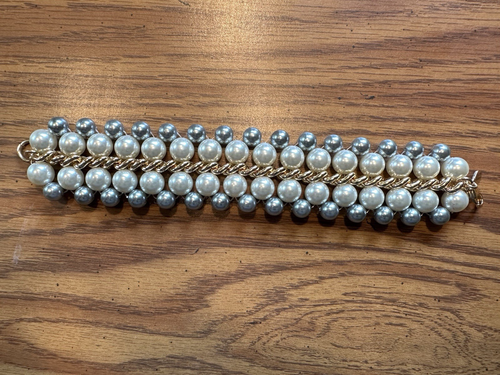 VTG Kenneth Jay Lane White & Gray Faux Pearl Gold… - image 6