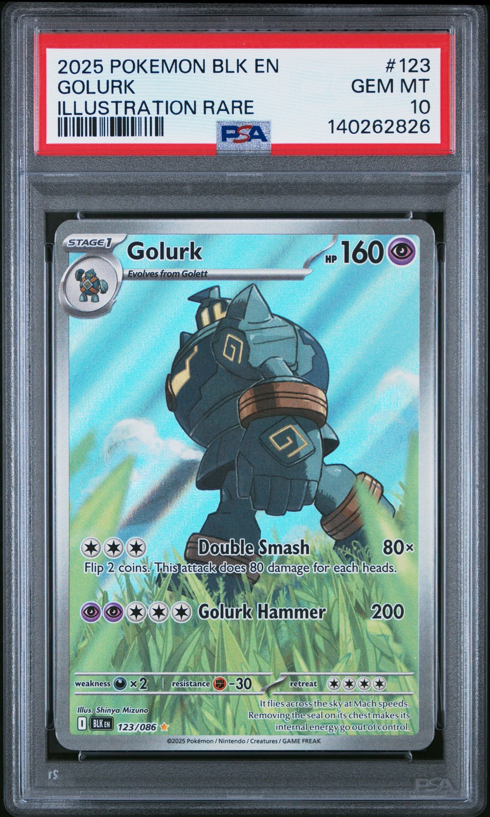 2025 POKEMON BLK EN-BLACK BOLT ILLUSTRATION RARE #123 GOLURK PSA 10