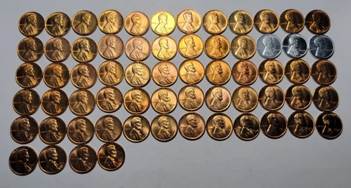 1936-1957 P+D+S Lincoln Wheat Cent Collection 64 Coin Set ~GEM Uncirculated RED!