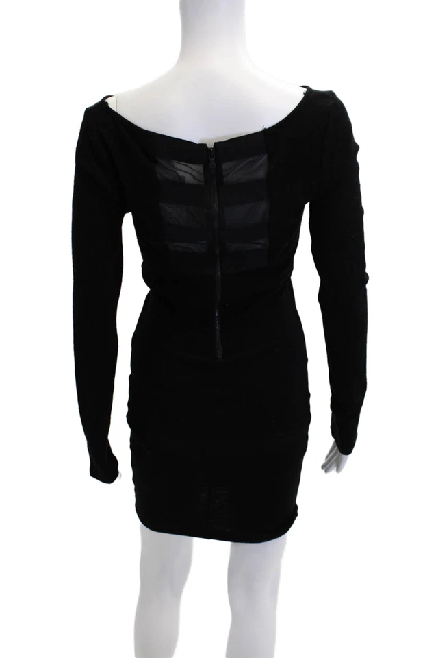 Alice + Olivia Womens Long Sleeve Zipper Knee Length Sweater Dress Black Size S - Image 3 of 4