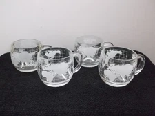Vintage Set of 4 Nescafe Nestle World Globe Coffee Tea Mugs Cups