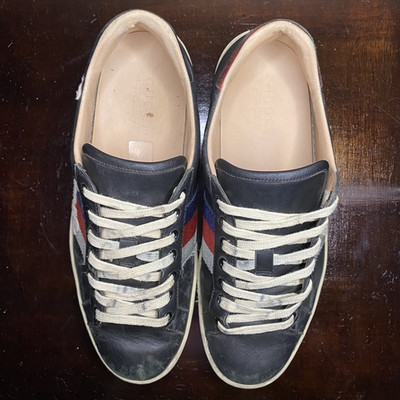 GUCCI ACE 'BLIND FOR LOVE' SNEAKERS. SIZE 8.5 UK