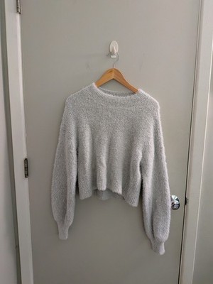 emory park Fuzzy Crewneck Sweater Cozy Chunky Girl Hood Core Winter Fall Soft