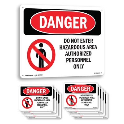 Do Not Enter Hazardous Area OSHA Danger Sign Metal, Plastic, Decal 5 or 10 Pack