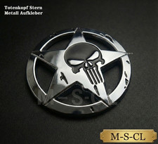 3D Totenkopf Skull Stern Metall Aufkleber Auto Kfz Sticker Silber Logo Tuning