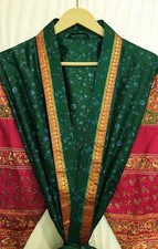 Pure Silk Green and Pink kimono Long Robe Gown Woman Silk Kimono KMO5536