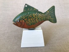 Ice Spearing Fishing Decoy, Hand Carved Hand Painted, a Panfish, Mich., 1950's.