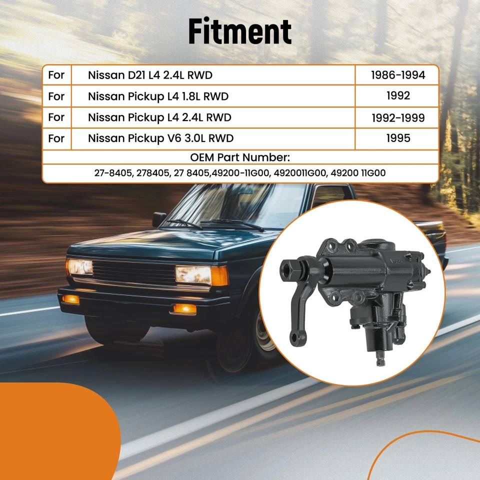 Caja de cambios de dirección asistida 27-8405 para camioneta Nissan D21 1986-1999 27-8405 2,4 L tracción trasera Foto 4 de 4