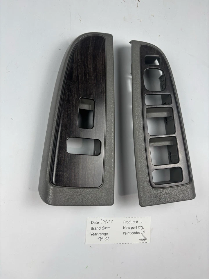 99-06 Yukon Denali Grey Front Window Switch Wood Trim Cover Set OEM - Image 2 of 4