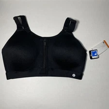 Layer 8 Maximum Support Sports Bra M NWT Black Moisture Wicking Front Zip New