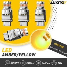 4pcs Amber 3157 3156 LED Bulbs For Front Rear Turn Signal DRL Driving Lights US