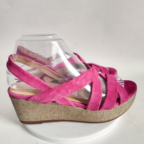 Naturalizer Slingback Sandalen Größe 7 Hot Pink Leder Plateau Riemchen offene Zehenpartie - Bild 2 von 12