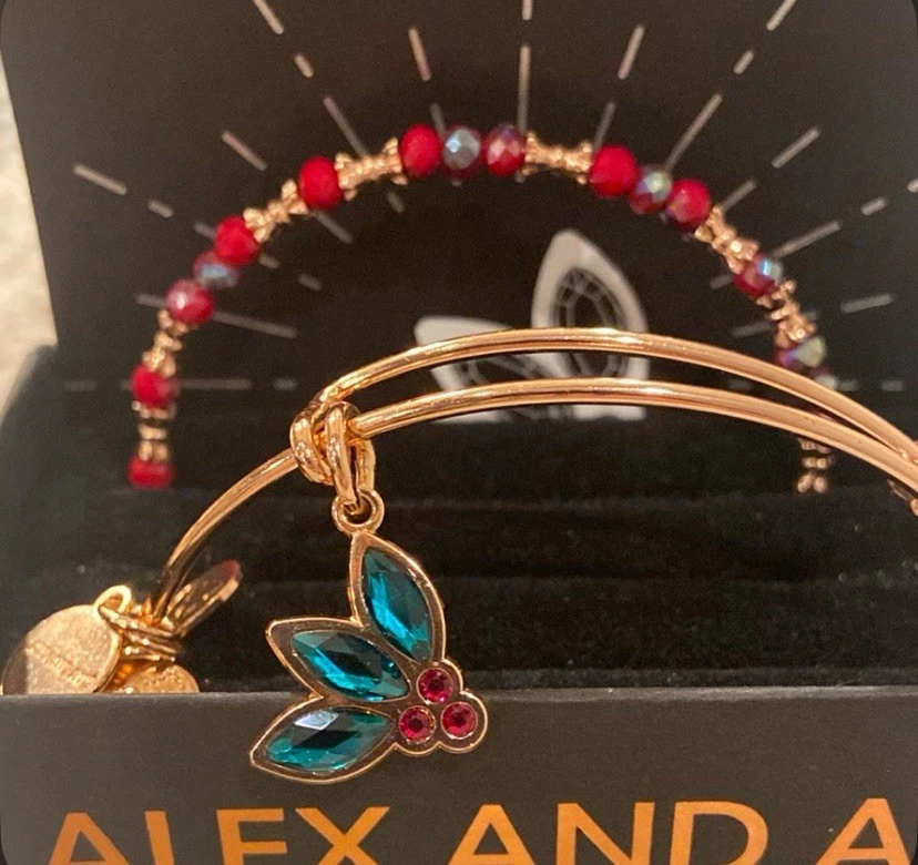 Alex and Ani CRYSTAL Holly “Deck The Halls” JUEGO DE 2 Brazaletes Oro Rosa 2018 Foto 3 de 4