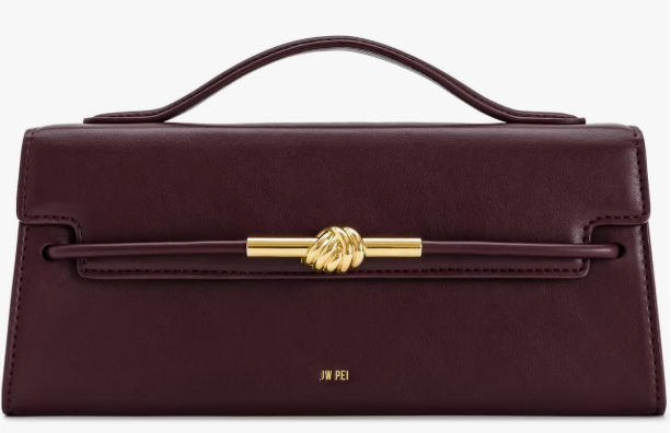 JW PEI Lena Top Handle Satchel Handbag Deep Claret Faux Leather Shoulder Bag