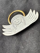 SREBRNA BABY GIRL ANIOŁ Z AUREOLĄ BROSZKA DAMSKA PRZYPINKA MEKSYK