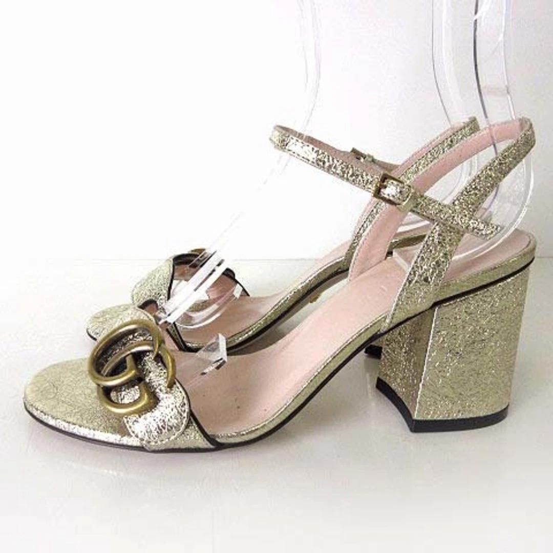 Gucci modèle récent sandales sangle GG marmont cuir véritable cheville ceinture 35,5 occasion