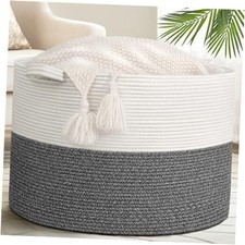 115L Extra Large Blanket Basket, 23.5x23.5x15.8 Inch Pack of 1 White  Grey