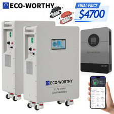 ECO-WORTHY 32.15kWh 2Pack 48V 314Ah Battery 10kW 48V Solar Inverter For Home