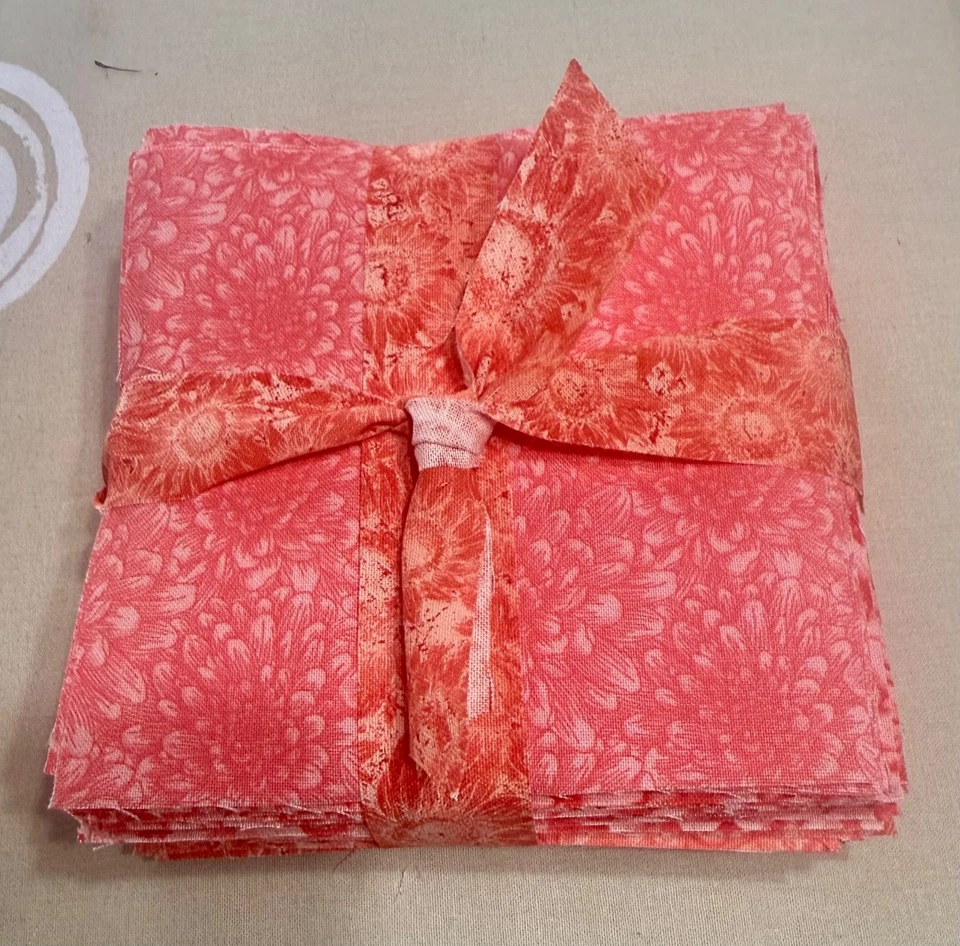 108 Piece ALL CORAL Charm Pack 5” Squares Cotton - 9 Designs - 12 Each Design - Image 3 of 4