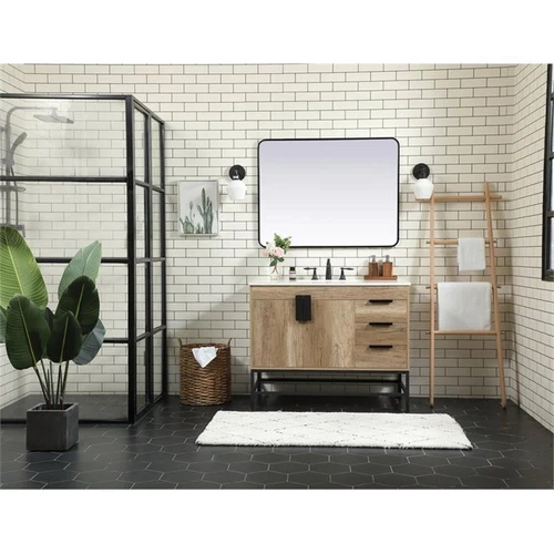 Elegant Decor Eugene 42" Aluminum MDF Single Bathroom Vanity in Natural Oak - Picture 6 of 8