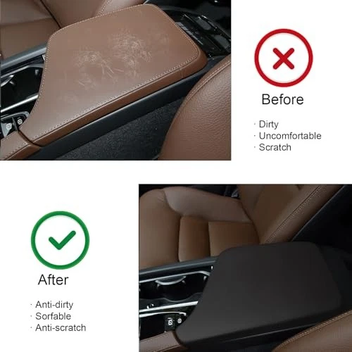 Center Console Armrest Cover for Volvo XC90 2016-2024 Black Leather Style Foto 2 de 4