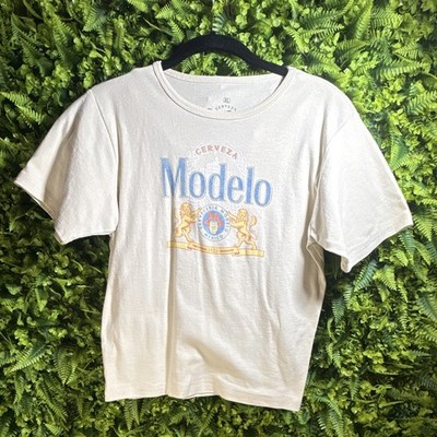 Modelo Women s Crew Neck Short Sleeve Graphic White T-Shirt XL
