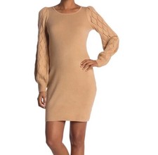 Women’s Taylor New🌿Camel Puff Sleeve Sweater Dress Size S