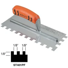 Kraft Tool Notch Trowel Square Notch 1/8" x 1/8" x 1/8" Made in the USA