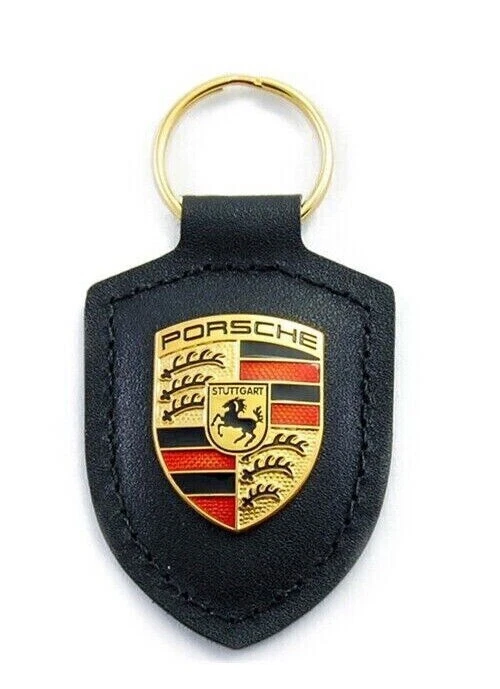 Original Porsche Schlüsselanhänger Schwarz WAP0500900E Wappen Emblem Leder NEU - Bild 2 von 3