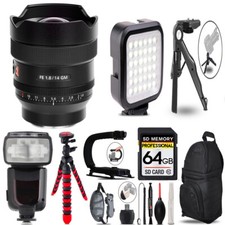 Sony FE 14mm f/1.8 GM Lens  LED Light Tripod -64GB Kit