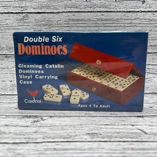 Cardinal Double Six Dominoes No510 Catalin Vinyl Carrying Case
