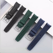 Curved End FKM Rubber Watch Band Universal Strap Wristband Bracelet 18mm-24mm