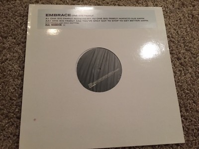 EMBRACE rare ONE BIG FAMILY UK promo 12'' single perfecto mix Vinyl record 90s