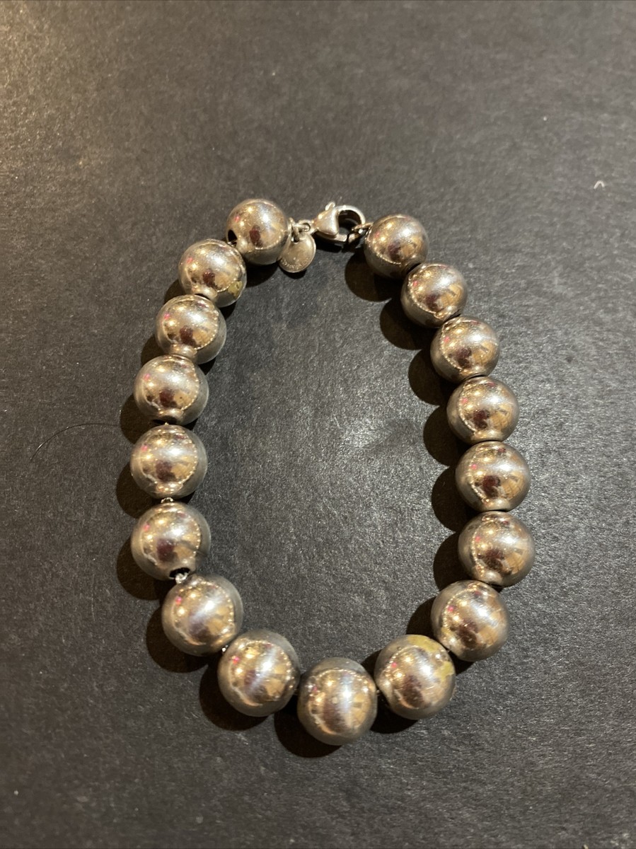 Authentic Tiffany Co HardWear 10mm Sterling Silver Bead Ball Bracelet 7”