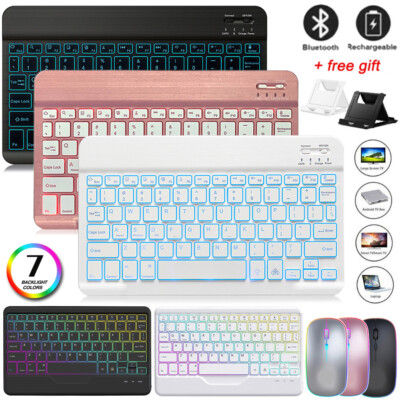 Backlit Bluetooth Keyboard Keypad Mouse &Stand For iPad 5/6/7/8