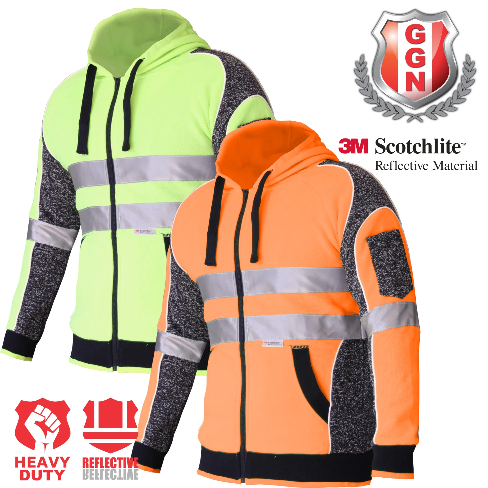 Hi Vis Hoodie Jumper Jacket 3M Reflective Taped Full Zip Work Wear Day Night
Opens in a new window o
